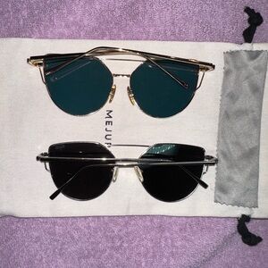 Silver Frame Sunglasses and Pink-Tinted Sunglasses